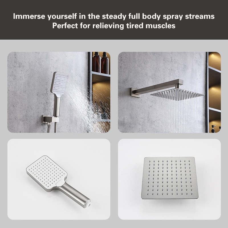 Elegant Kitchen and Bath Petar Brass Shower Faucet System in Brushed Nickel