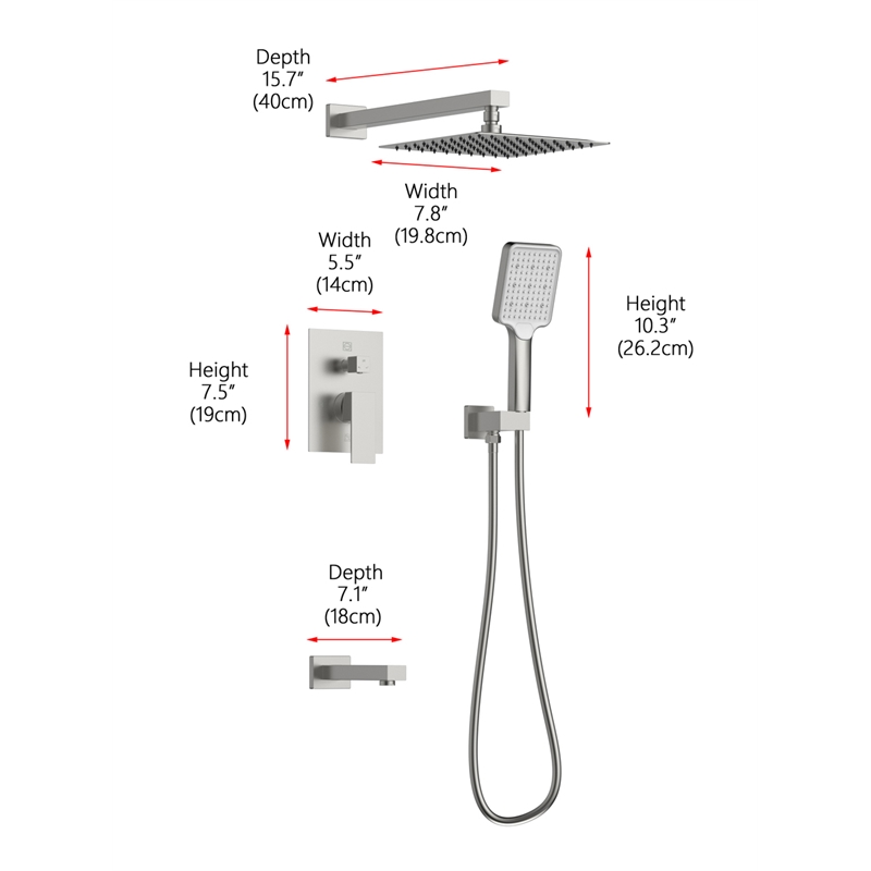 Elegant Kitchen and Bath Petar Brass Shower Faucet System in Brushed Nickel