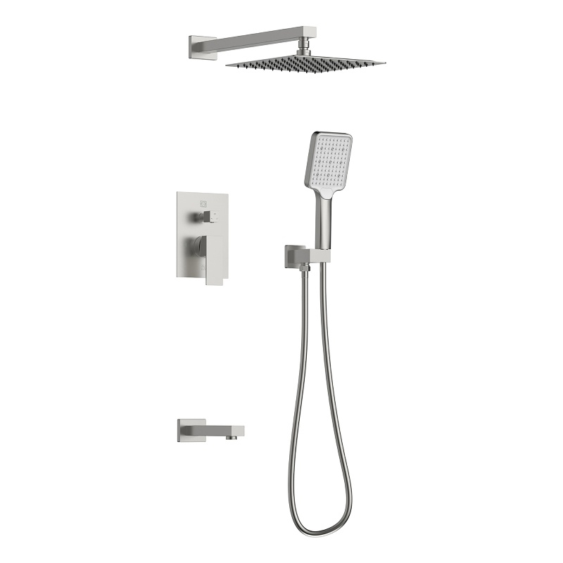 Elegant Kitchen and Bath Petar Brass Shower Faucet System in Brushed Nickel