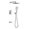 Elegant Kitchen and Bath Petar Brass Shower Faucet System in Brushed Nickel