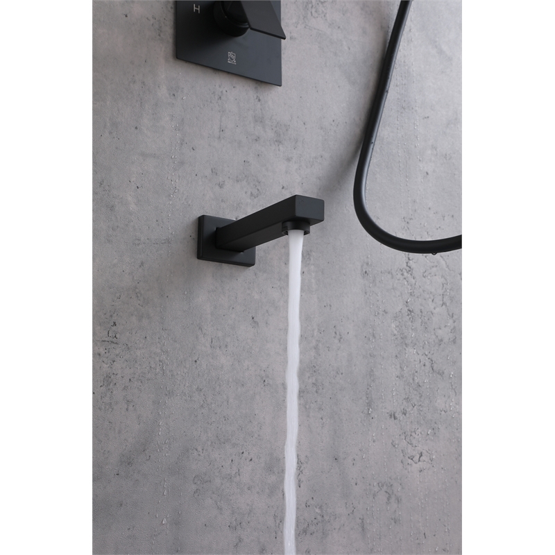 Elegant Kitchen and Bath Petar Brass Shower Faucet System in Matte Black