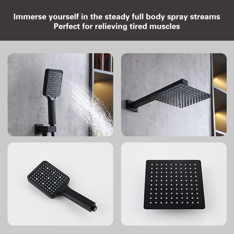 Elegant Kitchen and Bath Petar Brass Shower Faucet System in Matte Black