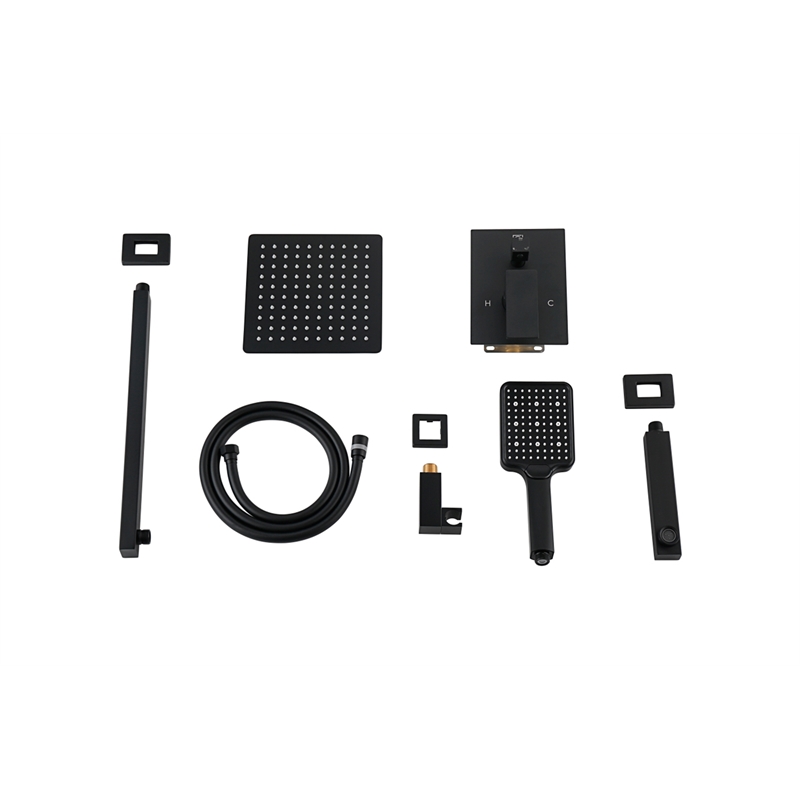 Elegant Kitchen and Bath Petar Brass Shower Faucet System in Matte Black