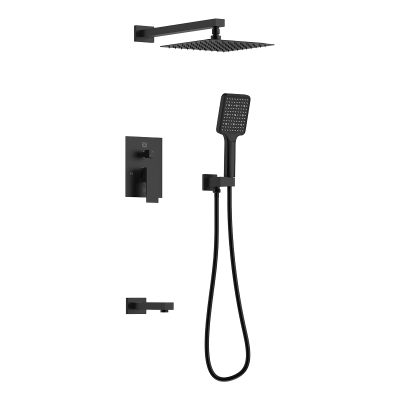 Elegant Kitchen and Bath Petar Brass Shower Faucet System in Matte Black