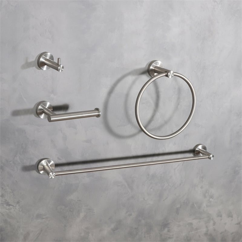 Elegant Kitchen and Bath Freya 4-Pc Stainless Steel Hardware Set in Nickel