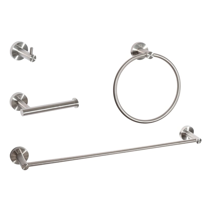 Elegant Kitchen and Bath Freya 4-Pc Stainless Steel Hardware Set in Nickel