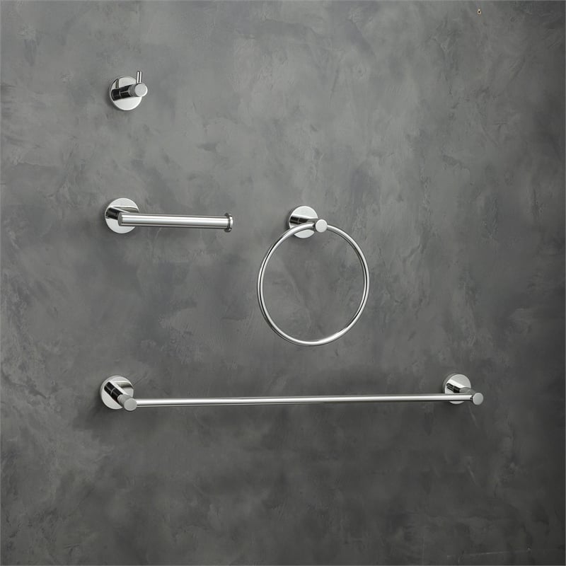 Elegant Kitchen and Bath Freya 4-Pc Stainless Steel Hardware Set in Chrome