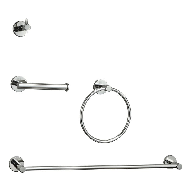 Elegant Kitchen and Bath Freya 4-Pc Stainless Steel Hardware Set in Chrome