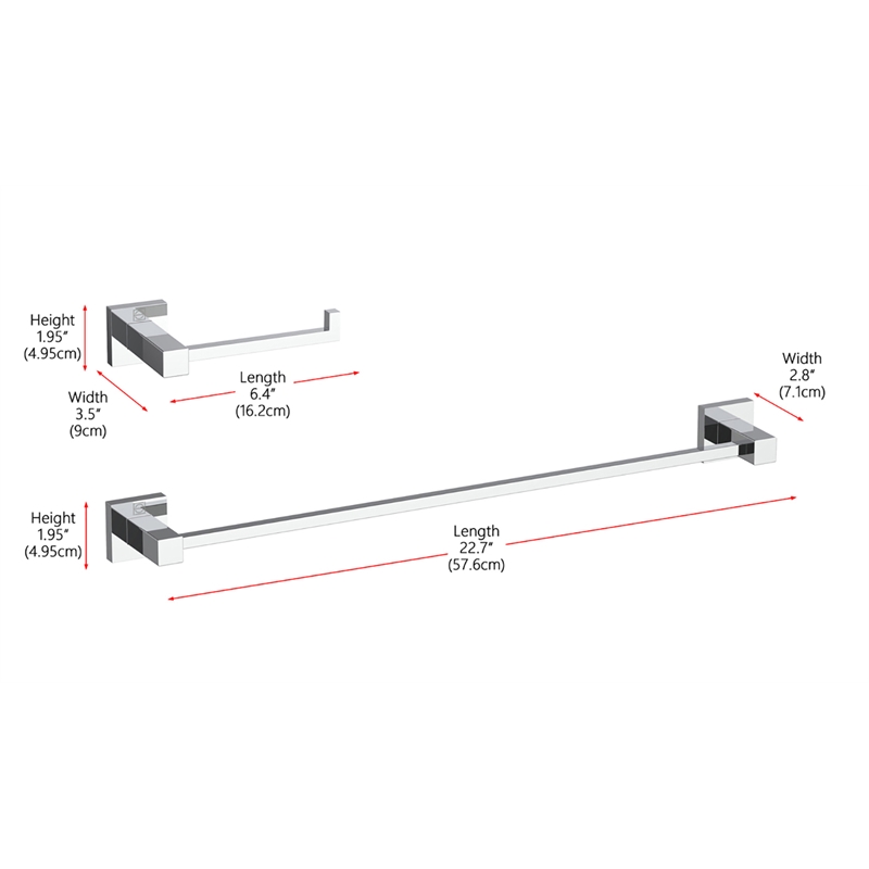 Elegant Kitchen and Bath Isla 2-Pc Stainless Steel Hardware Set in Chrome