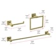 Elegant Kitchen and Bath Isla 3-Pc Stainless Steel Hardware Set in Brushed Gold