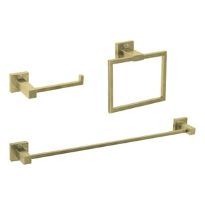 Elegant Kitchen and Bath Isla 3-Pc Stainless Steel Hardware Set in Brushed Gold
