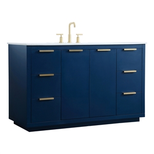 Elegant Kitchen and Bath Blake 54&quot Solid Wood Single Bathroom Vanity in Blue
