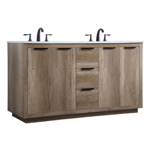 Elegant Kitchen and Bath Blake 60&quot Solid Wood Double Bathroom Vanity in Oak