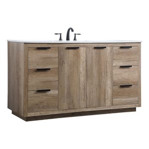 Elegant Kitchen and Bath Blake 60&quot Solid Wood Single Bathroom Vanity in Oak