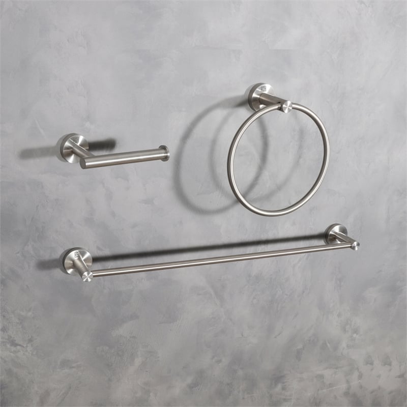 Elegant Kitchen and Bath Alma 3-Pc Stainless Steel Hardware Set in Nickel