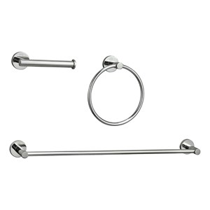 Elegant Kitchen and Bath Alma 3-Pc Stainless Steel Hardware Set in Chrome