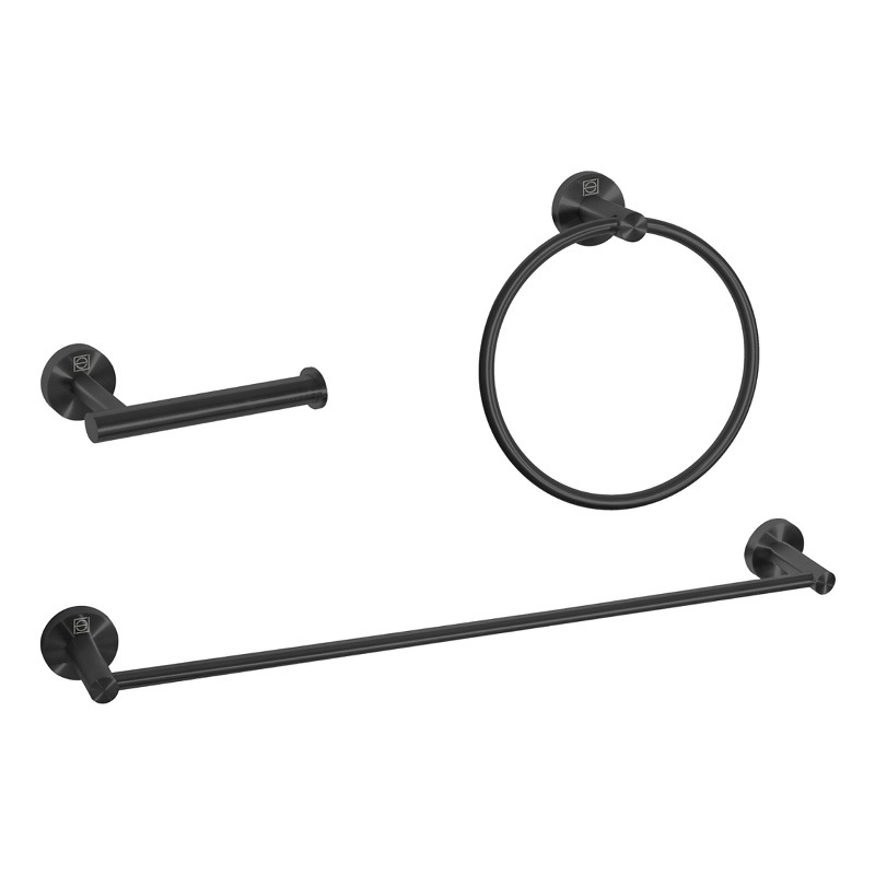 Elegant Kitchen and Bath Alma 3-Pc Stainless Steel Hardware Set in Black