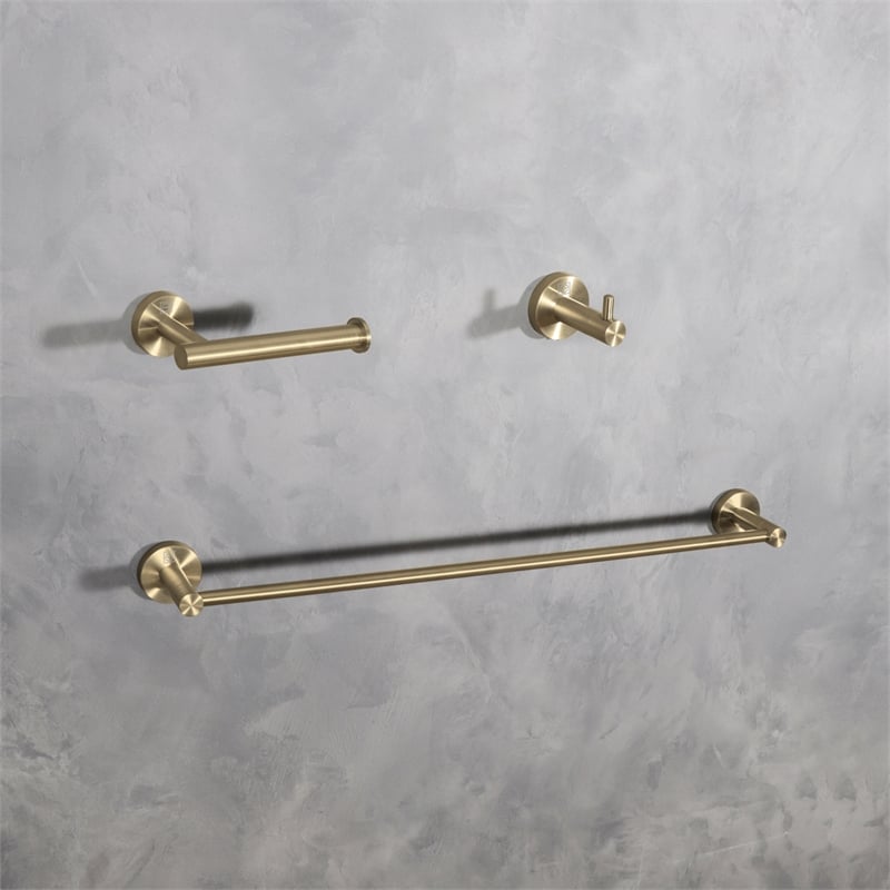 Elegant Kitchen and Bath Freya 3-Pc Stainless Steel Hardware Set in Gold