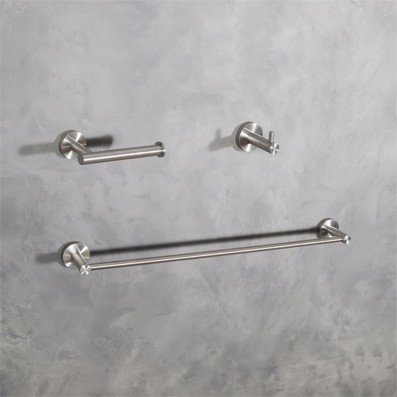 Elegant Kitchen and Bath Freya 3-Pc Stainless Steel Hardware Set in Nickel