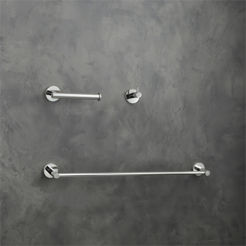 Elegant Kitchen and Bath Freya 3-Pc Stainless Steel Hardware Set in Chrome