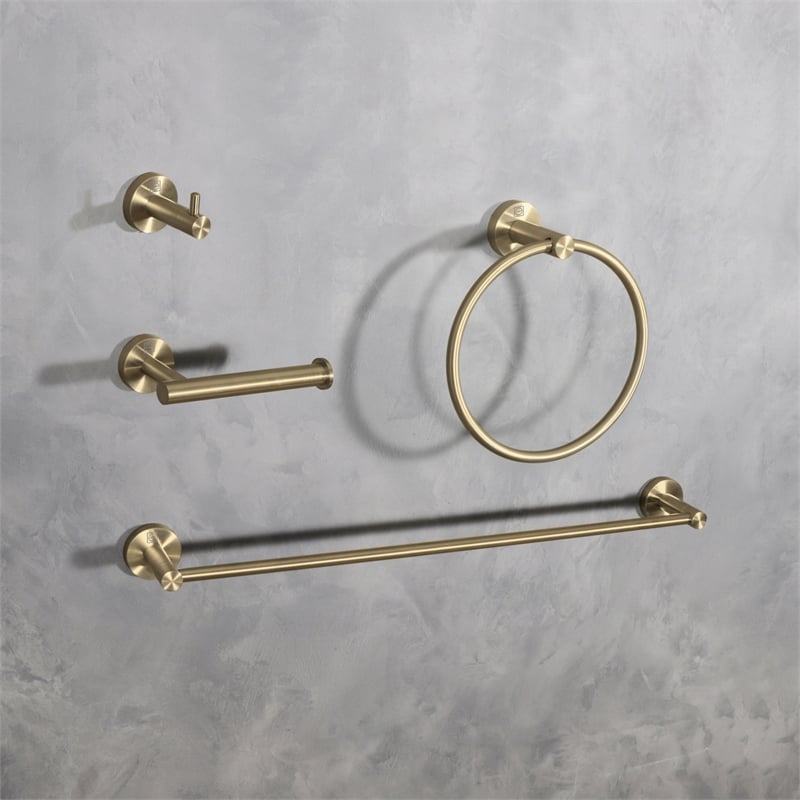 Elegant Kitchen and Bath Freya 4-Pc Stainless Steel Hardware Set in Gold