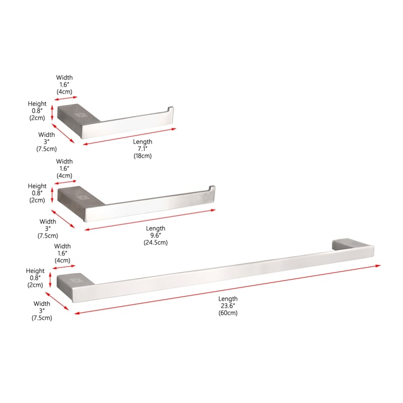 Elegant Kitchen and Bath Sofia 3Pc Stainless Steel Hardware Set in Nickel