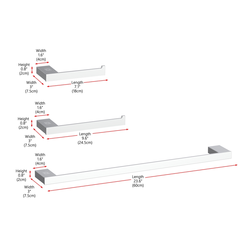 Elegant Kitchen and Bath Sofia 3Pc Stainless Steel Hardware Set in Chrome