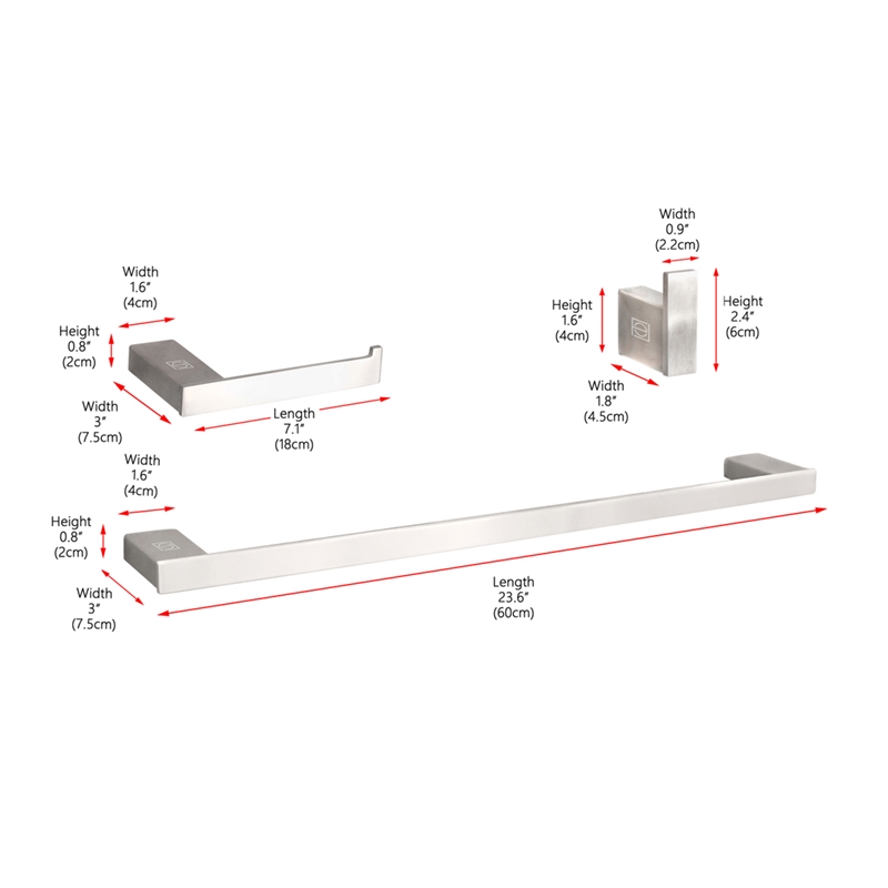 Elegant Kitchen and Bath Sofia 3-Pc Stainless Steel Hardware Set in Nickel