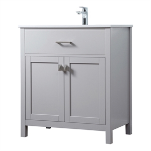Elegant Kitchen and Bath Harrison 30&quot Solid Wood Single Bathroom Vanity in Gray