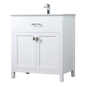 Elegant Kitchen and Bath Harrison 30&quot Solid Wood Single Bathroom Vanity in White