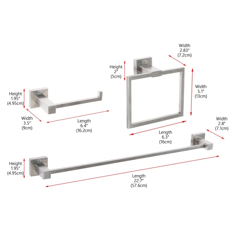Elegant Kitchen and Bath Isla 3Pc Stainless Steel Hardware Set in Nickel