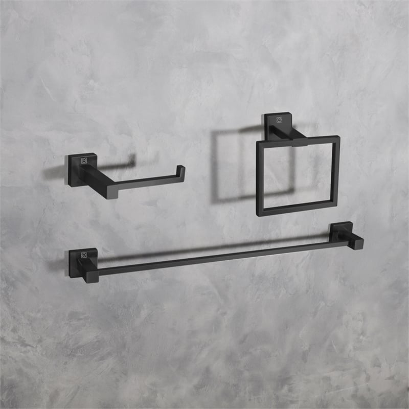 Elegant Kitchen and Bath Isla 3-Pc Stainless Steel Hardware Set in Matte Black