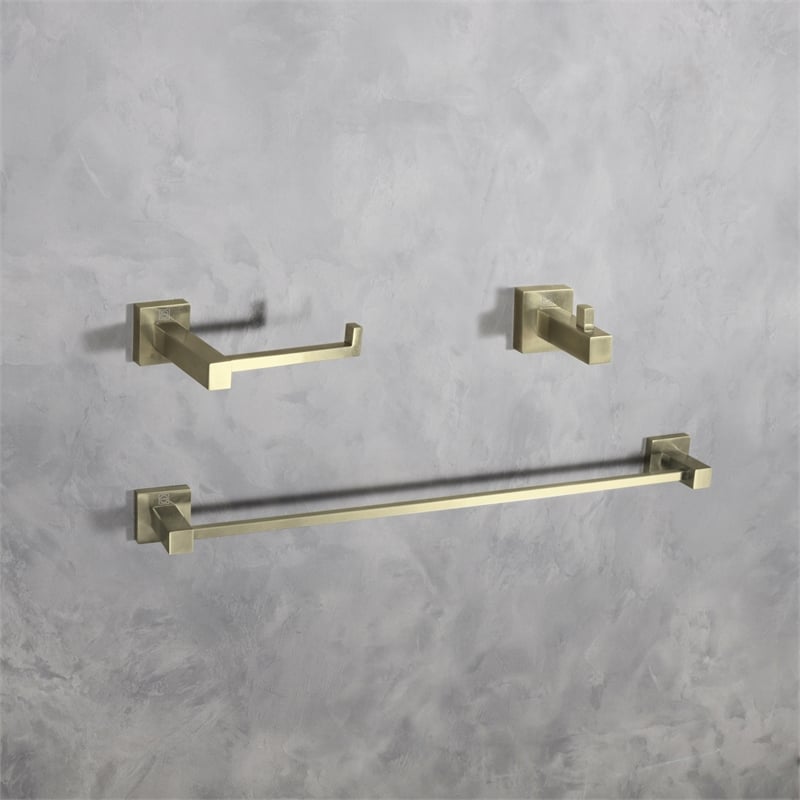 Elegant Kitchen and Bath Isla 3-Pc Stainless Steel Hardware Set in Gold