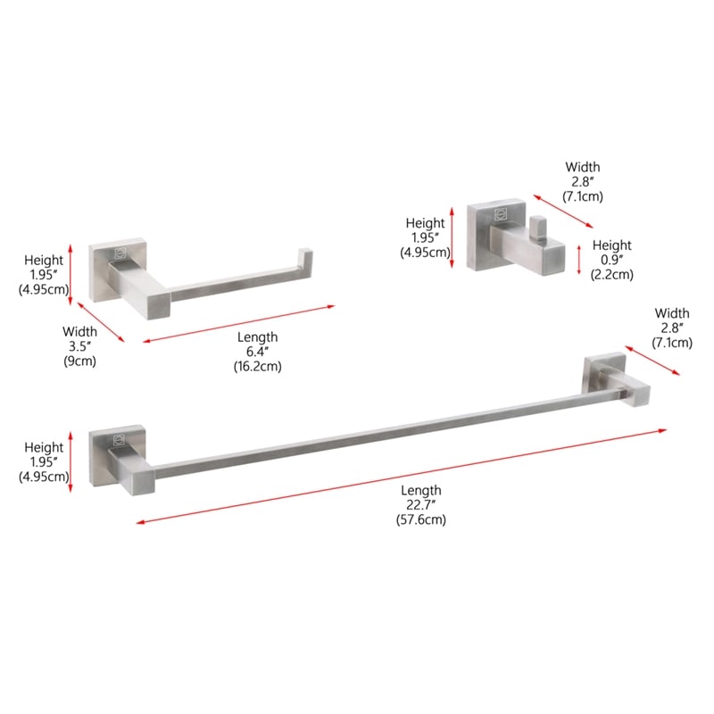 Elegant Kitchen and Bath Isla 3-Pc Stainless Steel Hardware Set in Nickel