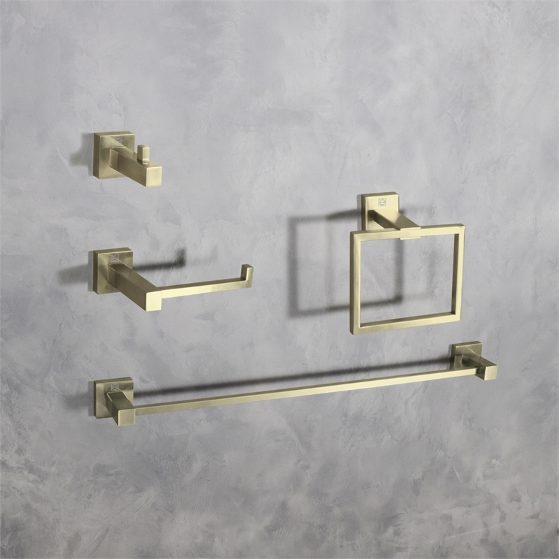 Elegant Kitchen and Bath Isla 4-Pc Stainless Steel Hardware Set in Gold