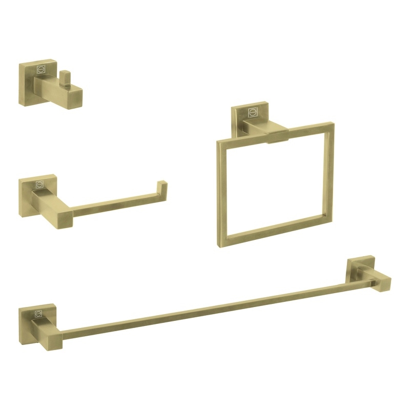 Elegant Kitchen and Bath Isla 4-Pc Stainless Steel Hardware Set in Gold