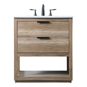 Elegant Kitchen and Bath Larkin 30&quot Solid Wood Single Bathroom Vanity in Oak