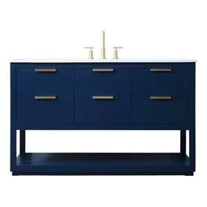 Elegant Kitchen and Bath Larkin 54&quot Solid Wood Single Bathroom Vanity in Blue