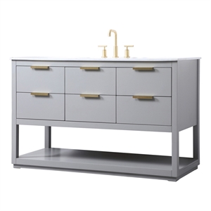 Elegant Kitchen and Bath Larkin 54&quot Solid Wood Single Bathroom Vanity in Gray