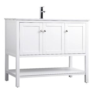 Elegant Kitchen and Bath Heath 42&quot Solid Wood Single Bathroom Vanity in White