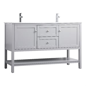 Elegant Kitchen and Bath Heath 54&quot Solid Wood Double Bathroom Vanity in Gray