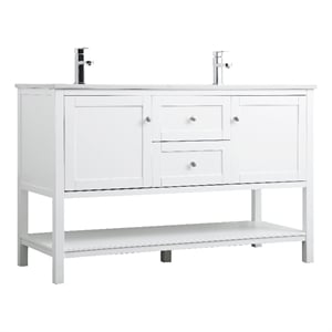 Elegant Kitchen and Bath Heath 54&quot Solid Wood Double Bathroom Vanity in White