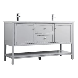 Elegant Kitchen and Bath Heath 60&quot Solid Wood Double Bathroom Vanity in Gray