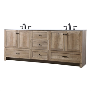 Elegant Kitchen and Bath Soma 84&quot Solid Wood Double Bathroom Vanity in Oak