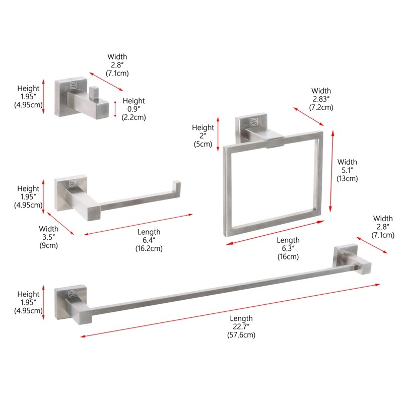 Elegant Kitchen and Bath Isla 4-Pc Stainless Steel Hardware Set in Nickel