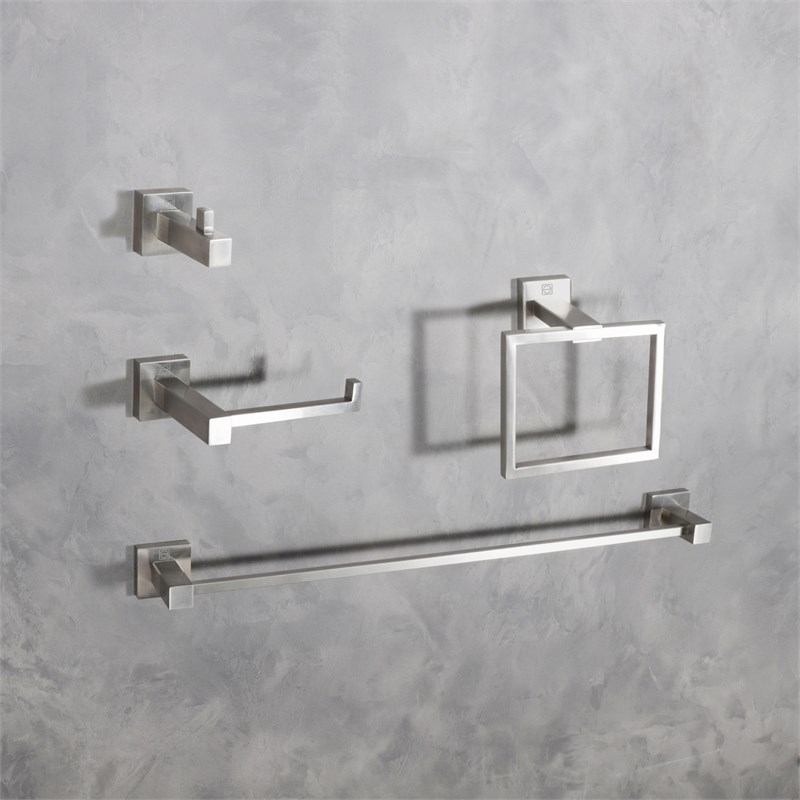Elegant Kitchen and Bath Isla 4-Pc Stainless Steel Hardware Set in Nickel