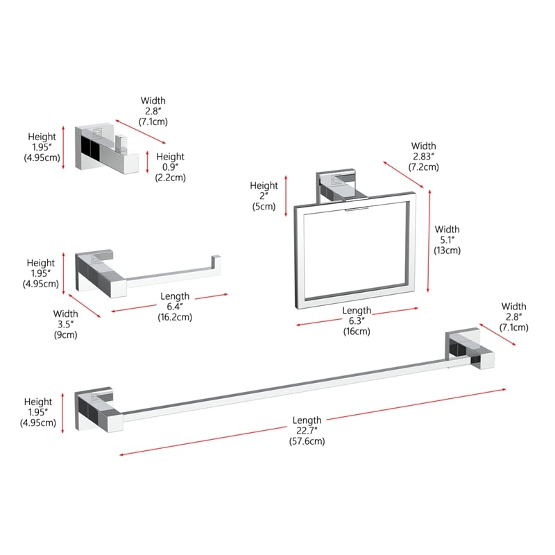 Elegant Kitchen and Bath Isla 4-Pc Stainless Steel Hardware Set in Chrome