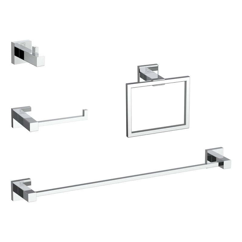 Elegant Kitchen and Bath Isla 4-Pc Stainless Steel Hardware Set in Chrome