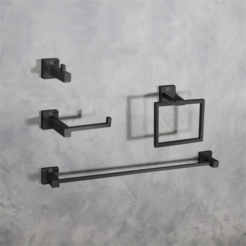 Elegant Kitchen and Bath Isla 4-Pc Stainless Steel Hardware Set in Black