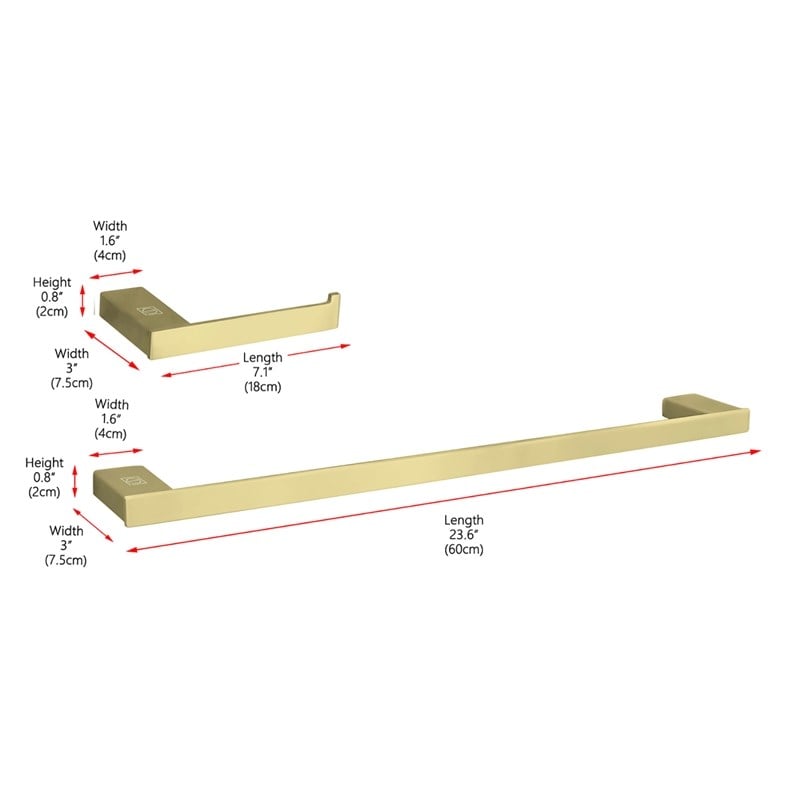 Elegant Kitchen and Bath Sofia 2-Pc Stainless Steel Hardware Set in Gold